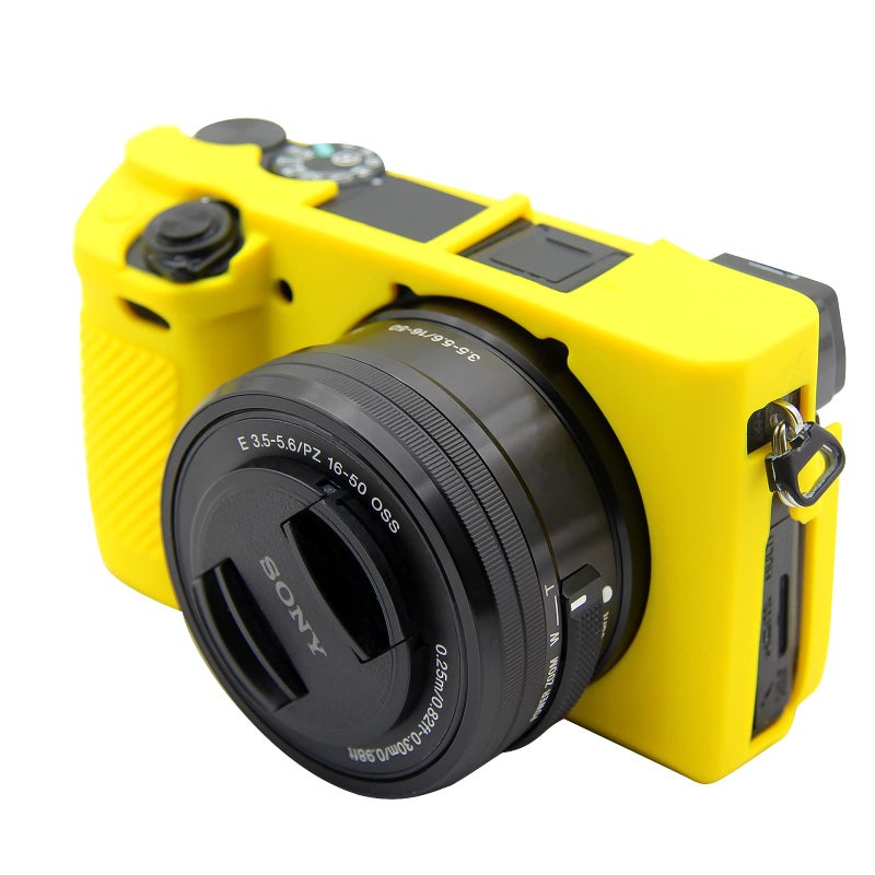 Easy Hood Case for Sony Alpha A6100 A6300 A6400 ILCE-6100 ILCE-6300 ILCE-6400 Digital Camera, Anti-Scratch Soft Silicone Housing Protective Cover Protector Skin (Yellow) - Image 1